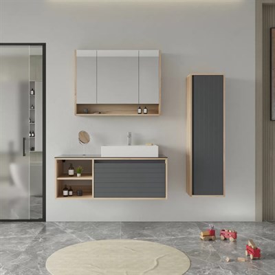 Orka Prato 40 cm Banyo Boy Dolabı Legnano Açık Meşe Antrasit
