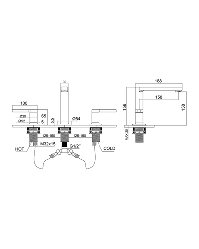 Newarc Bold 3 Delikli Lavabo Bataryası 910561