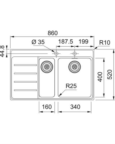 FRANKE MYTHOS MYX 251-86 TPL SOL DAMLALIKLI EVYE 127.0629.266