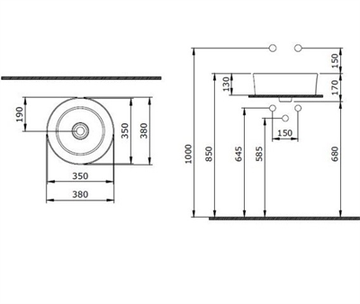 Bocchi Vessel Yuvarlak Çanak Lavabo 38 cm M. Siyah 1174-004-0125
