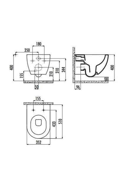 FE322 Rim-Off Kanalsız Klozet ve Yavaş Kapanır Klozet Kapağı-Kömür Karası