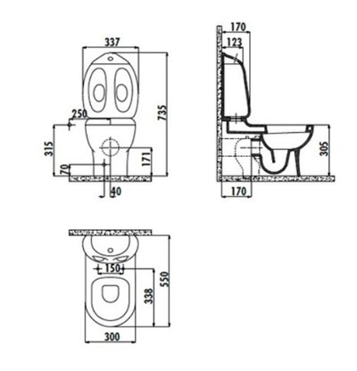 CREAVİT Ducky Duvara Dayalı Çocuk Klozet, Rezervuar Ve Kapak DC360
