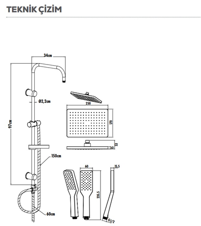 Creavit SH630 Tepe Duş Sistemi