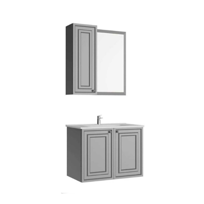 Creavit Kayra Mat Gri Lavabo Dolabı Takımı Dolaplı 80 cm