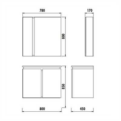 Creavit Verti Banyo Mobilyası Takımı Kapaklı 80 cm Açık Meşe