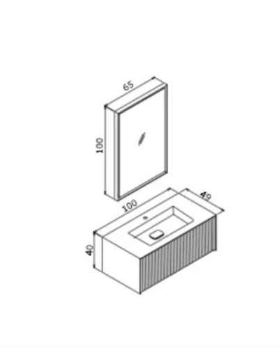 Orka Cube 100 CM Banyo Dolabı Takımı Mat Gri