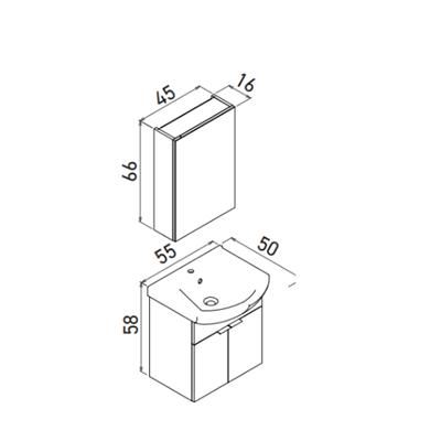 Orka Purus 55 cm Asma Takım parlak beyaz