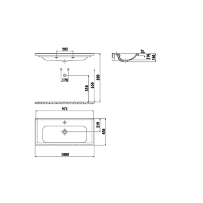 Creavit ID100 İdeal Dolap Uyumlu Lavabo 45X100 cm Beyaz