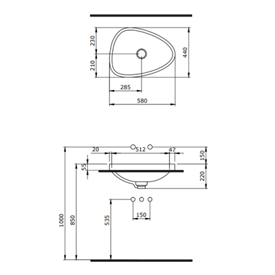 BOCCHİ Etna Tezgah Üstü Lavabo 58 cm MAT GRİ 1112-006-0125
