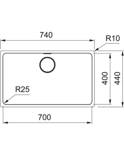 Franke Mythos MYX 110-70 Acero Inox Tezgahaltı Evye