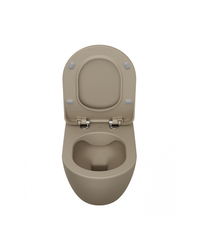 Creavit Free Rim-Off Duroplast Yavaş Kapanan Klozet Kapaklı Mat Cappucino Set FE322CM