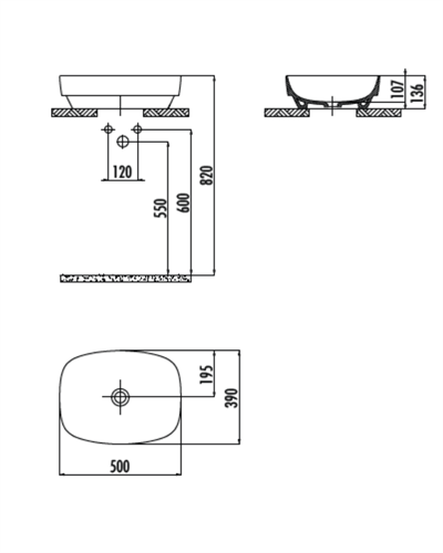 Creavit Therma 50 cm Tezgah Üstü Lavabo