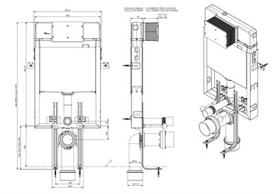 Bocchi 8000 1000 Asma Klozetler İçin Gömme Rezervuar Seti 8,5 cm, Krom Panel ve Ankastre Stop Valf ile birlikte