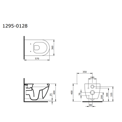 BOCCHİ Venezia Rimless Duvardan Asma Klozet ve Kapak P.Siyah 1295-005-0128
