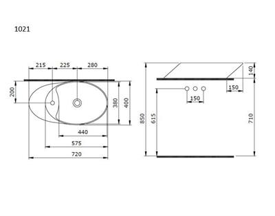 Bocchi 1021-004-0126 Vessel Batarya Banklı Çanak Lavabo 72 cm Mat Siyah