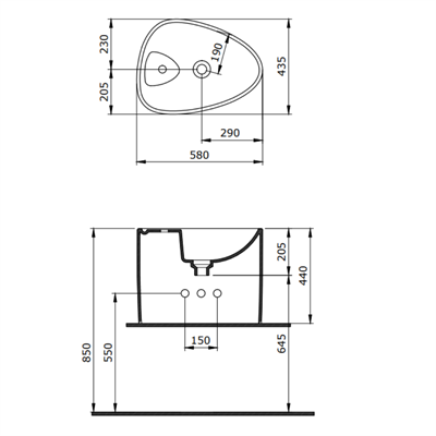 BOCCHİ Etna Tezgah Üstü Monoblok Lavabo Batarya Banklı P. Beyaz