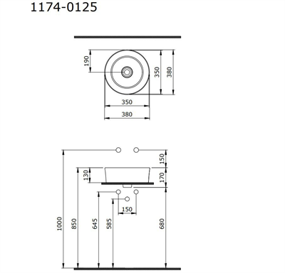 Bocchi Vessel Yuvarlak Çanak Lavabo 38 cm P. Siyah 1174-005-0125