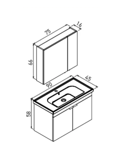Orka Desna 90 cm Ayna Dolaplı Banyo Dolabı Takımı Çöl Beji