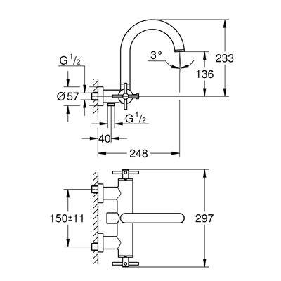 Grohe 25010AL3 Atrio New Classic Banyo Bataryası