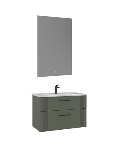 Orka Bari 85 cm Banyo Dolabı Takımı Led Aynalı Mat Yeşil