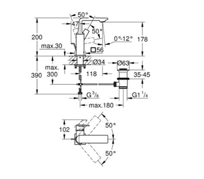 Grohe 32757001 Allure New Tek kumandalı lavabo bataryası   M-Boyut
