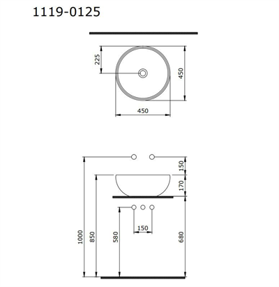 Bocchi VENEZIA ÇANAK LAVABO 45 CM MAT ANTRASİT 1119-020-0125
