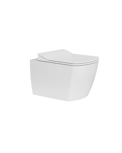 Creavit Elegant Rim-Off Yavaş Kapanan Klozet Kapaklı Parlak Beyaz Set EG321-00