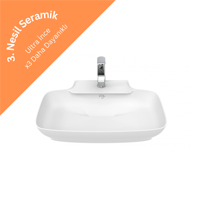 Creavit RB061.00MB Ruby Tezgah Üzeri Lavabo 60x43 cm İnci Mat Beyaz