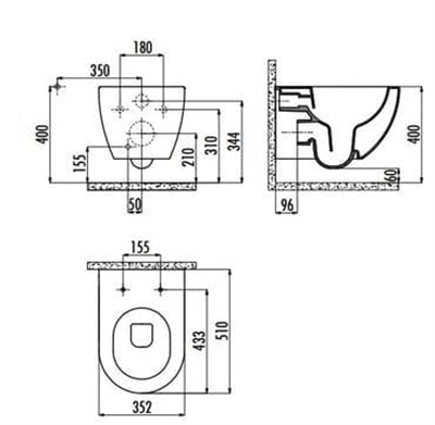 Creavit FE322 Free Rim-Off Asma Klozet ve Yavaş Kapanan Klozet Kapağı-Cool Grey- Mat Gri
