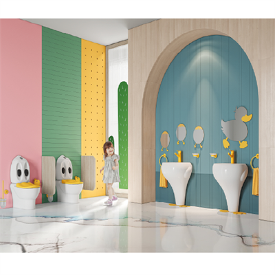 CREAVİT Ducky Duvara Dayalı Çocuk Klozet, Rezervuar Ve Kapak DC360