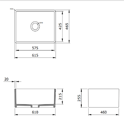 Bocchi Lavello Seramik Mutfak Eviyesi 60 cm Mat Kahve 1137-025-0120