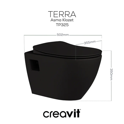 Creavit TP325-00SM Terra Asma Klozet - Mat Siyah