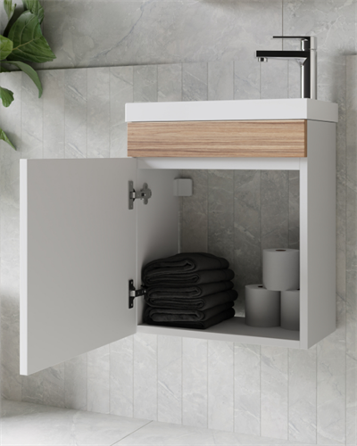 Creavit Elmas 45 Cm Banyo Dolabı Takımı Beyaz 
