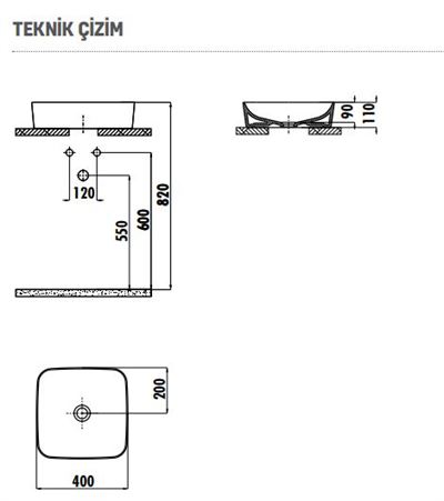 Creavit Ul040 Tezgah Üstü 40 Cm Ultra Çanak Lavabo Parlak Beyaz
