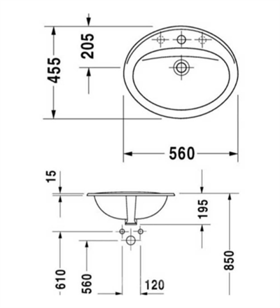 Duravit Duraplus Yarım Tezgah Üstü Lavabo 56cm 0472560041