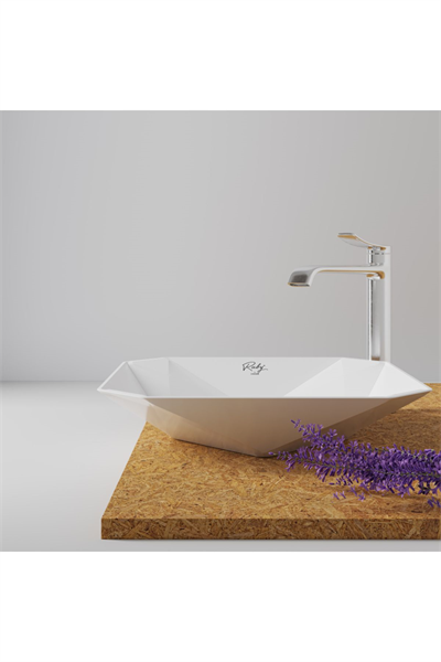 RB040 Ruby Tezgah Üzeri Lavabo 40x40 cm  İnci Mat Beyaz
