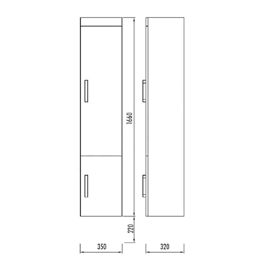 Creavit SA2190.01.BK Star Boy Dolabı 35*190 cm Beyaz Kırmızı(Ç.Sepetsiz)