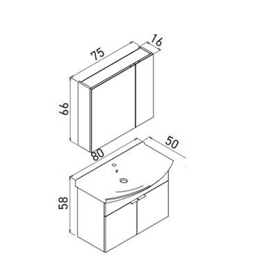 Orka Purus 80 cm Asma Takım antrasit