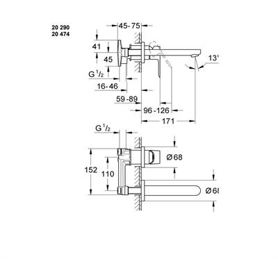 Grohe 20474000 BauEdge İki delikli lavabo bataryası