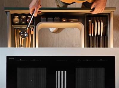 FRANKE 340.0705.335 MYTHOS 2GETHER ICON STEEL Black Glass Ocaklı Davlumbaz