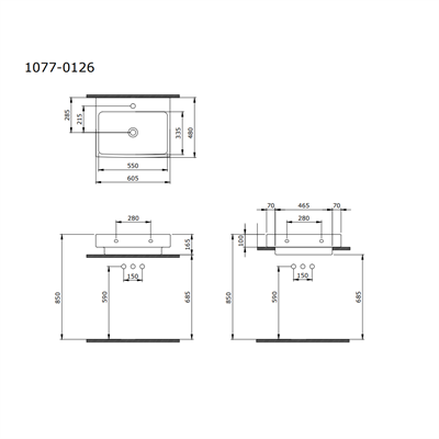 Bocchi Scala Tezgah Üstü Lavabo 60 cm Parlak Beyaz 1077-001-0126