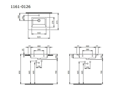Bocchi 1161-001-0126 Milano Etajerli Lavabo 60 cm Parlak Beyaz