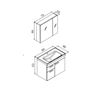 Orka Enez 80 cm Banyo Dolabı Takım Beyaz