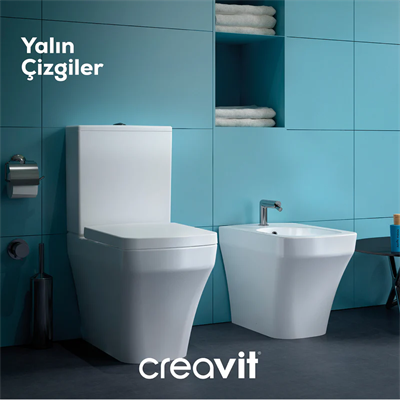 Creavit SO361 Solo Kanalsız Duvara Dayalı Klozet, Yavaş Kapanan Kapak ve İç Takım Set