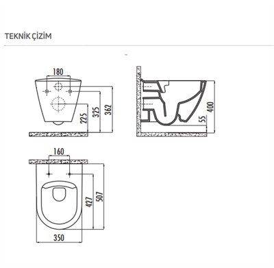 Creavit Terra Rim-Off Asma Klozet Beyaz Tp329 (Kapak Hariçtir)