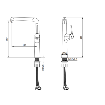 CREAVİT Flow Uzun Lavabo Çanak Bataryası Armatürü FL6500