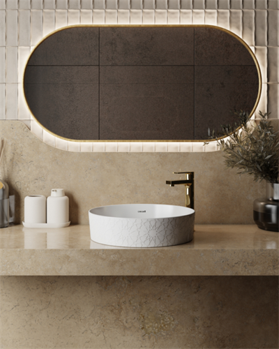 Creavit LP140 Loop Yuvarlak Çanak Lavabo Ø40 cm Selçuklu Rölyef Uygulamalı