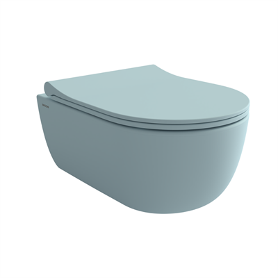 Bocchi 1417-029-0128 V-Tondo Rimless Kısa Asma Klozet ve Kapağı Mat Buz Mavisi