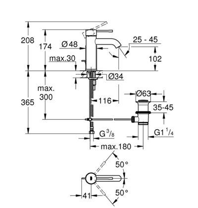 GROHE Essence Tek Kumandalı Lavabo Bataryası S - 24171001