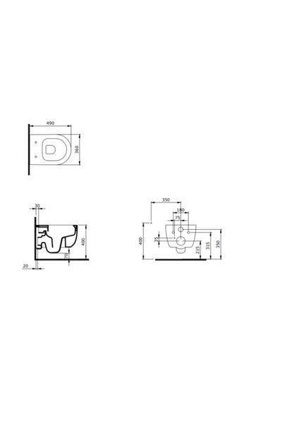 Bocchi 1417-005-0128 V-Tondo Rimless Kısa Asma Klozet Parlak Siyah  Kapak Dahil
